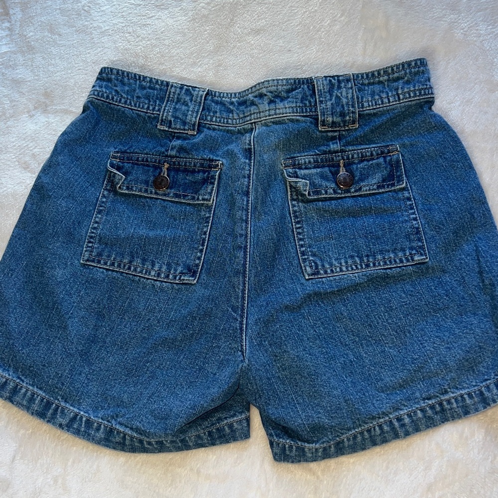VINTAGE Women’s Caslon Denim Cargo Shorts 4P Petite Utility Jean 90s EUC Y2K - Picture 4 of 9